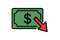 Money icon with declining arrow